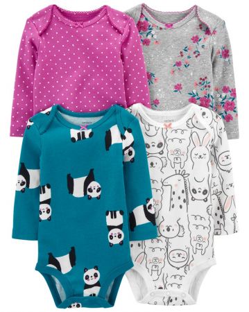 CARTERS CARTER'S Body dlouhý rukáv Turquoise Panda holka 4ks NB/ vel. 56