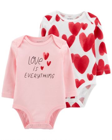 CARTERS CARTER'S Body dlouhý rukáv Pink Slogan holka 2ks 3m