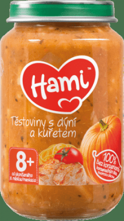 HAMI HAMI Těstoviny s dýní a kuřecím masem (200 g) - maso-zeleninový příkrm