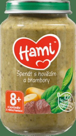 HAMI HAMI Špenát, brambory a hovězí (200 g) - maso-zeleninový příkrm