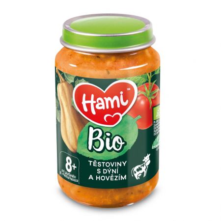 HAMI HAMI Příkrm masozeleninový Těstoviny s dýní a hovězím BIO 190 g, 8m+