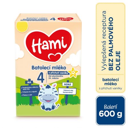 HAMI HAMI 4 Mléko batolecí s příchutí vanilky 600 g