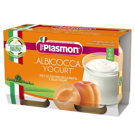 PLASMON PLASMON Dezert bezlepková jogurt a meruňka 2x120 g, 6m+