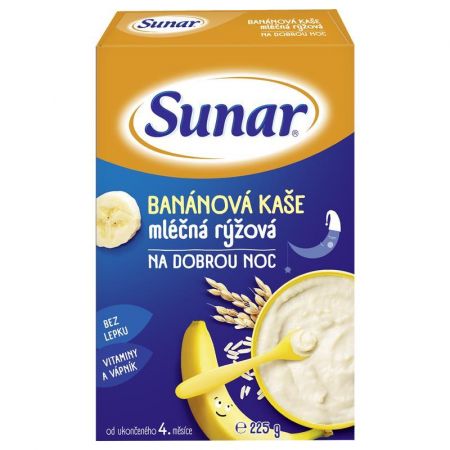 SUNAR SUNAR Kaše mléčná rýžová na dobrou noc banánová 225 g
