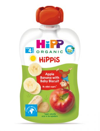 HIPP HiPP Příkrm ovocný Jablko, banán a sušenky BIO 100 g, 4m+