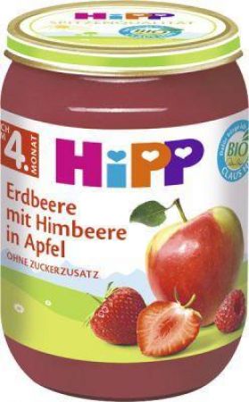 HIPP HiPP Příkrm ovocný Jablka, jahody, maliny BIO 190 g, 4m+