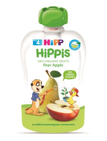 HIPP HiPP Hippies Kapšička ovocná Hruška, jablko BIO 100 g, 4m+