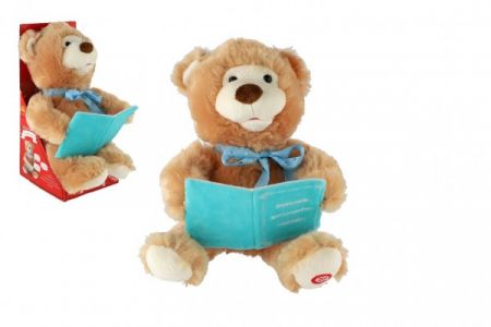 Teddies Medvěd vyprávějící pohádky slovensky mluvící plyš 28cm na baterie v krabici 14x31x18cm 18m+