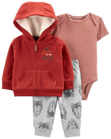 CARTERS CARTER'S Set 3dílný mikina, tepláky, body kr. rukáv Red chlapec 3m