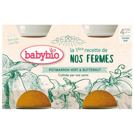 BABYBIO BABYBIO Zelená a máslová dýně z naší vlastní ekofarmy 2x130 g