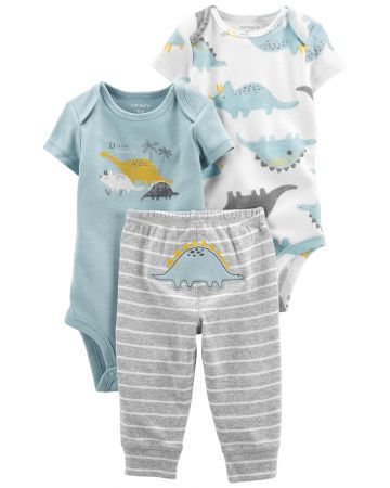 CARTERS CARTER'S Set 3dílný body kr. rukáv 2 ks, tepláky Blue Dino kluk LBB NB, vel. 56