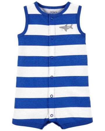 CARTERS CARTER'S Overal letní Blue Stripe Shark chlapec 3 m, vel. 62