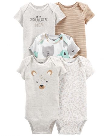 CARTERS CARTER'S Body krátký rukáv Animals neutrál LBB 5ks NB