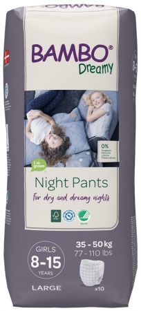 BAMBO BAMBO Dreamy Night Pants Kalhotky plenkové jednorázové Girls 8-15 let (35-50 kg) 10 ks