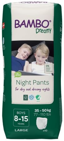 BAMBO BAMBO Dreamy Night Pants Kalhotky plenkové jednorázové Boys 8-15 let (35-50 kg) 10 ks