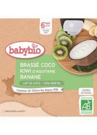 BABYBIO BABYBIO Svačinka s kokosovým mlékem - kiwi a banán (4x 85 g)