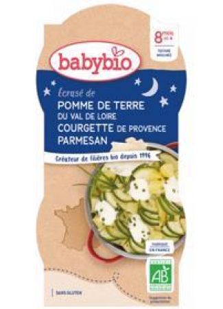 BABYBIO BABYBIO Příkrm brambory s cuketou, creme fraiche a parmezánem - zeleninový příkrm (2x 200 g)