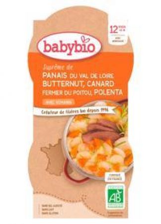 BABYBIO 2x BABYBIO Pastinák s máslovou dýní, kachnou a polentou (200 g)