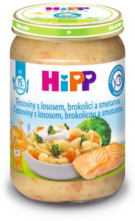 HIPP HiPP Těstoviny s lososem, brokolicí a smetanou (250 g) - maso-zeleninový příkrm