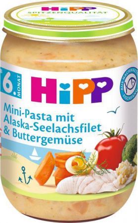 HIPP HiPP Mini těstoviny s aljašskou treskou v máslové zelenině (6m+) 190 g