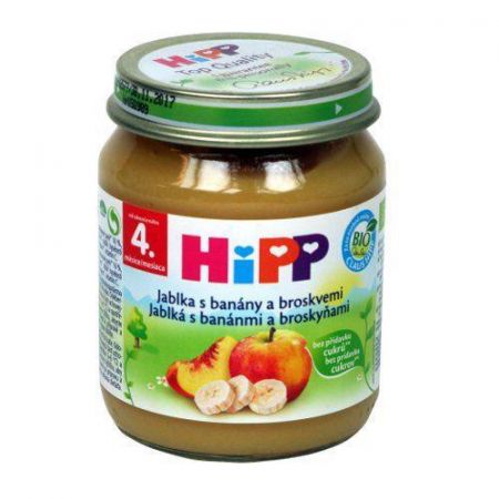 HIPP HiPP jablkový s banány a broskvemi (125 g) - ovocný příkrm