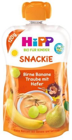 HIPP HiPP HiPPiS BIO Sport Hruška-Banán-Bílé hrozno-Oves 120 g – ovocný příkrm