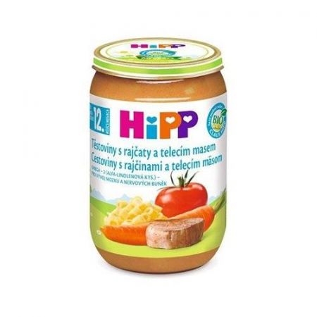 HIPP HiPP BIO rajčata s těstovinami a telecím masem (220 g) - maso-zeleninový příkrm