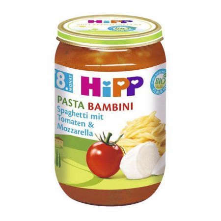 HIPP HiPP BIO Pasta Bambini - Rajčata se špagetami a mozarellou od uk. 7. měsíce, 220 g