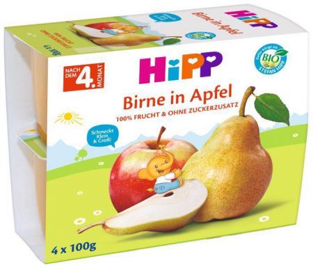 HIPP HiPP BIO Jablka s hruškami (4x100 g) - ovocný příkrm