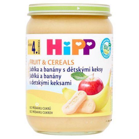 HIPP HiPP BIO Jablka a banány s dětskými keksy (190 g) - ovocný příkrm