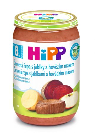 HIPP HiPP BIO červená řepa s jablky a hovězím masem (220 g) - maso-zeleninový příkrm