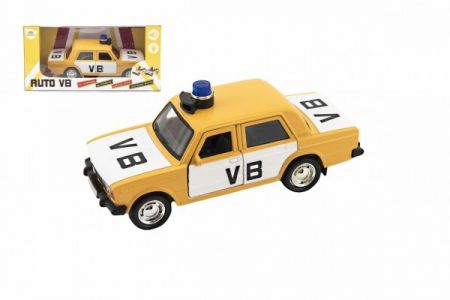 Teddies Policejní auto VB kov/plast 12cm na zpětné natažení na baterie se světlem, zvukem v krab. 15x7x7cm