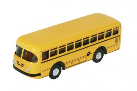 Kovap Autobus retro na klíček kov 19cm žlutý v krabičce Kovap