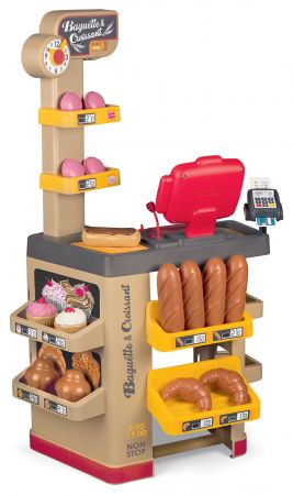 Smoby SM350220 Pekárna s koláči Baguette&Croissant Bakery  s elektronickou pokladnou, hodinami a 26 doplňků