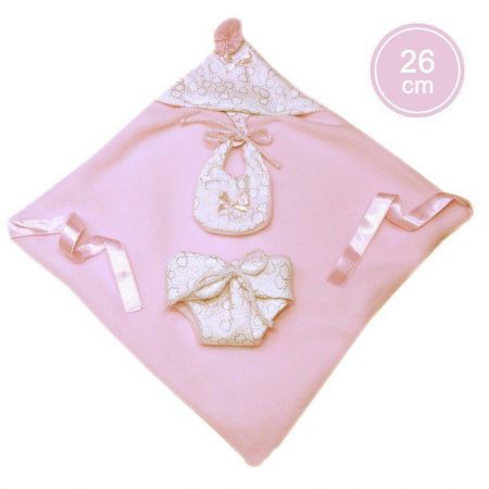 Llorens Obleček pro panenku miminko New Born velikosti 26 cm 2dílný růžový