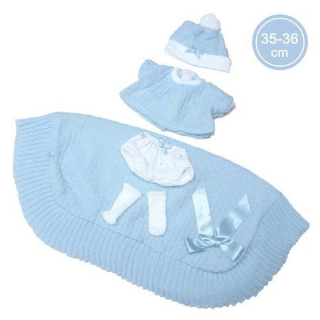 Llorens Obleček pro panenku miminko New Born velikosti 35-36 cm 4dílný modrý