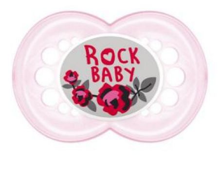 Mam Šidítko Rock'n Roll silikon 6m+ Růžový + Rock Baby