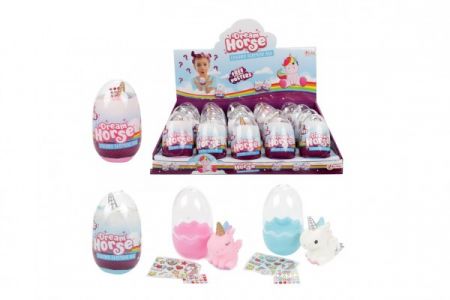 Teddies Vejce s překvapením jednorožec plast 3 barvy 6x10cm 20ks v boxu