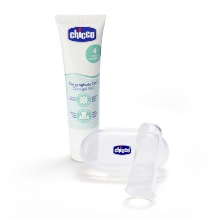 Chicco CHICCO Set zubní uklidňující gel a kartáček na prst s pouzdrem 4m+