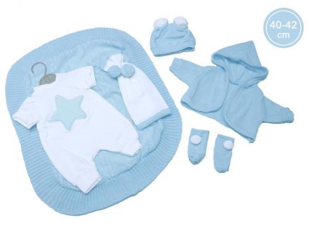 Llorens Obleček pro panenku miminko New Born velikosti 40-42 cm 4dílny modrý
