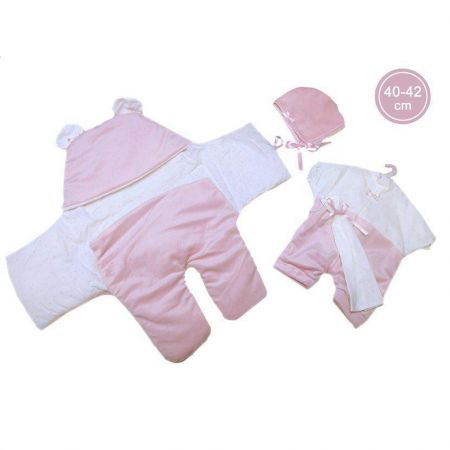 Llorens Obleček pro panenku miminko New Born velikosti 40-42 cm 2dílný růžový