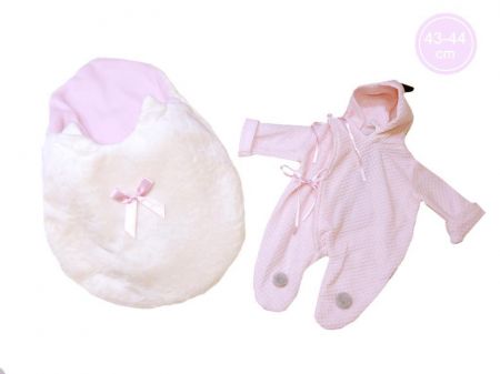 Llorens Obleček pro panenku miminko New Born velikosti 43-44 cm 1dílný růžový