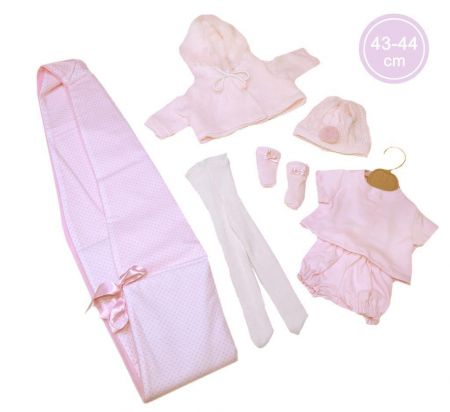 Llorens Obleček pro panenku miminko New Born velikosti 43-44 cm 6dílný růžový