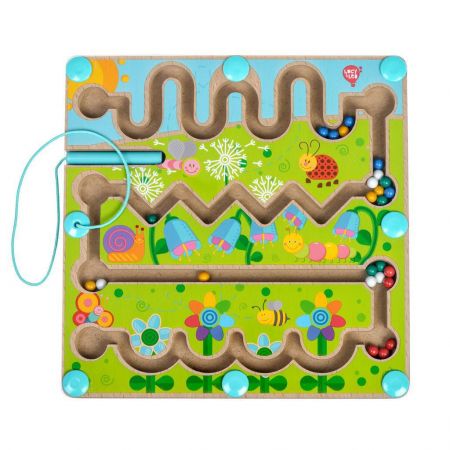 Lucy & Leo Dřevěný motorický labyrint s magnetickou tužkou - květiny