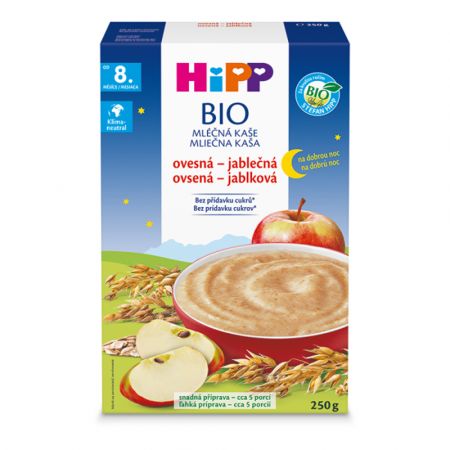 HIPP HiPP BIO Kaše mléčná na dobrou noc ovesná-jablečná od 8.měsíce, 250g