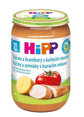 HIPP HiPP Příkrm masozeleninový Rajčata a brambory s kuřecím masem BIO 220 g, 10m+