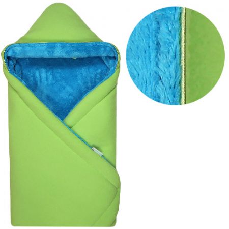 Babyrenka zavinovačka 85x85 s kapucí Polar lime tyrkys