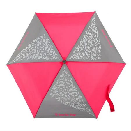 Dětský skládací deštník s reflexními obrázky, neonová růžová