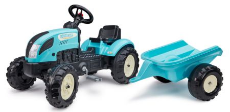 FALK - šlapací traktor s přívěsem Kiddy Farm - modrý