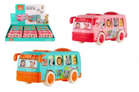 Teddies Autobus pro nejmenší plast 12cm na setrvačník 2 barvy 12ks v boxu